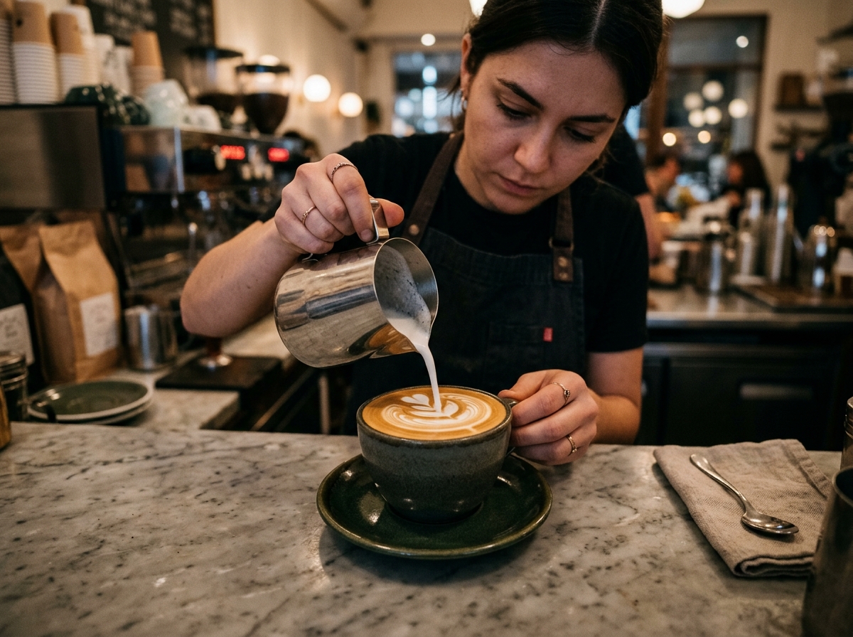 Barista Crafting Latte Art at Iceburg